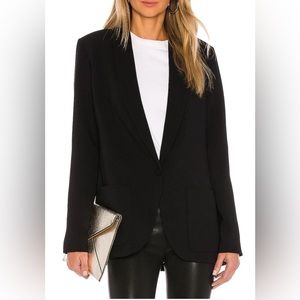 BLACK LAPEL PATCH POCKETS BOYFRIEND BLAZER